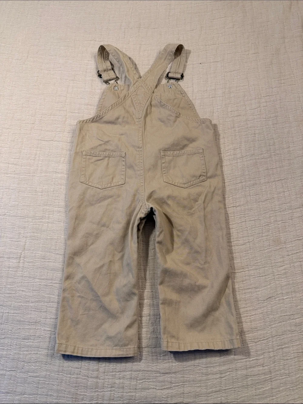 Vintage 90s/Y2K Carter’s Superwear 18M Khaki Floral Embroidered Overalls, sz 18m